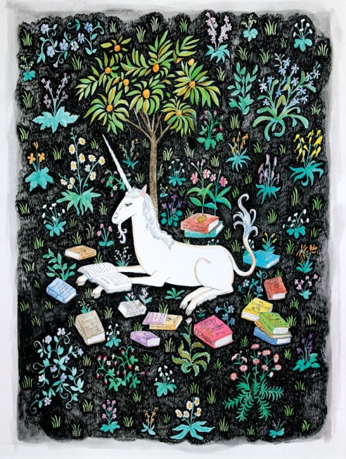 BIBLIOTAPH [noun] book hoarder. Etymology: from French bibliotaphe, from Greek biblio-, “book” + táphos, “burial, tomb”.[Steph Terao - The Unicorn Is Reading]