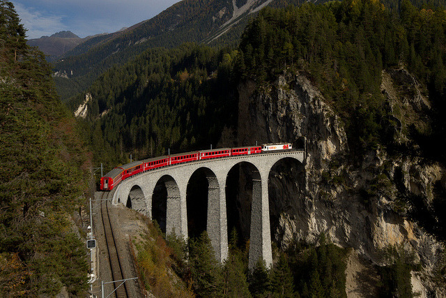 by oskar.guenther on Flickr.The Landwasser Viaduct – Canton of GraubÃ¼nden, Switzerland.