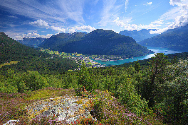 by jensvins on Flickr.Panorama over Stryn valley and Nordfjord – Norway.