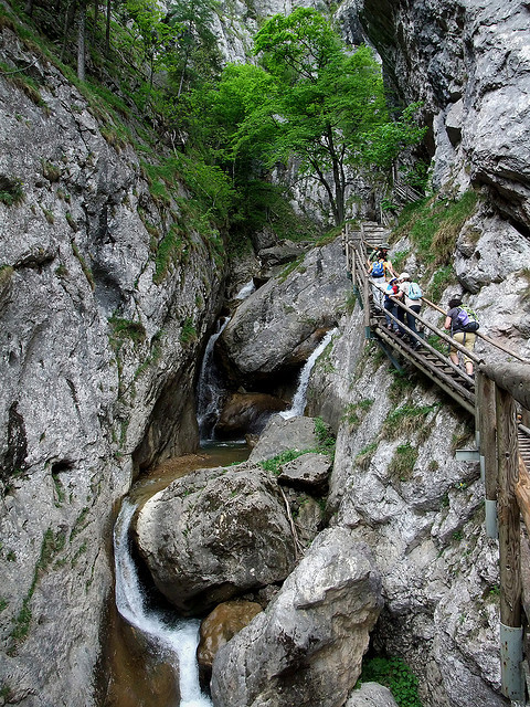by Kriemilde on Flickr.Wooden paths in BÃ¤renschÃ¼tzklamm gorge, Austria.