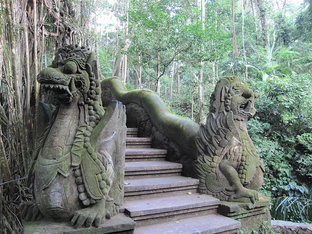 Dragon steps in Sacred Monkey Forest Sanctuary, Bali, Indonesia