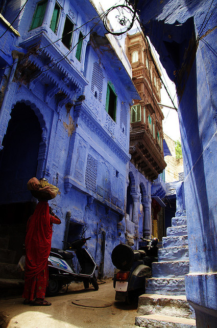 The blue streets of Jodhpur in Rajasthan, India